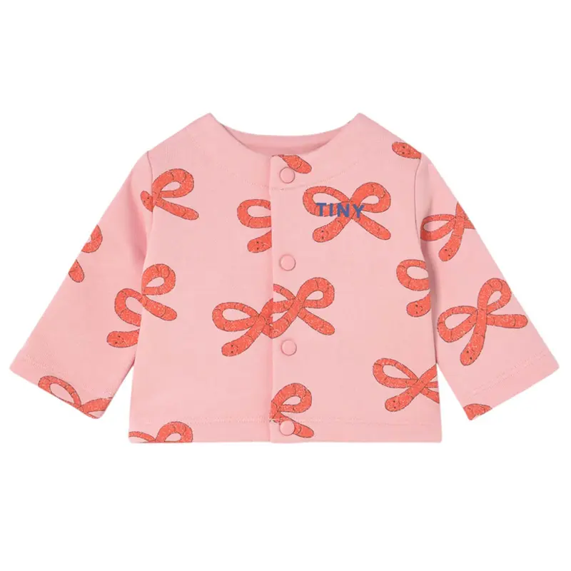 Worms Baby Jacket in Pink by Tinycottons