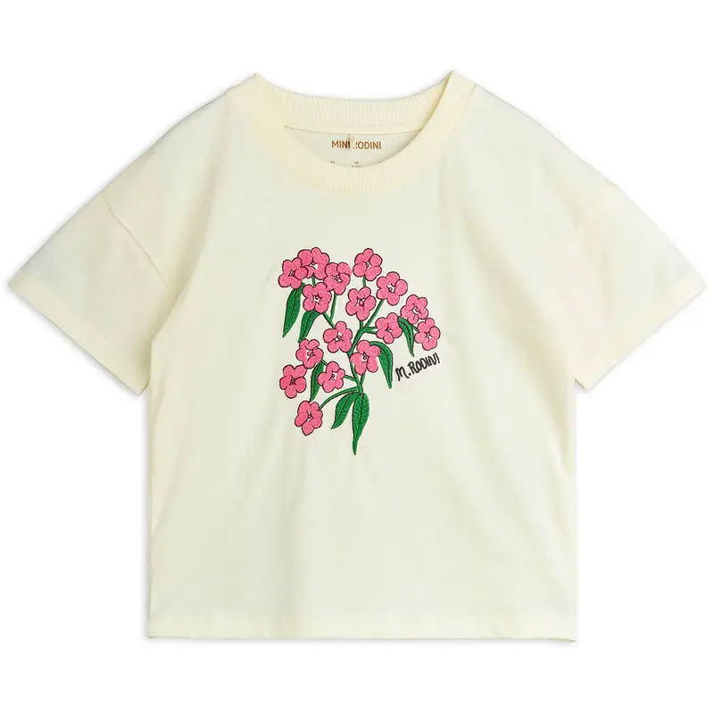 Alpine Flowers Tee in Off White by Mini Rodini