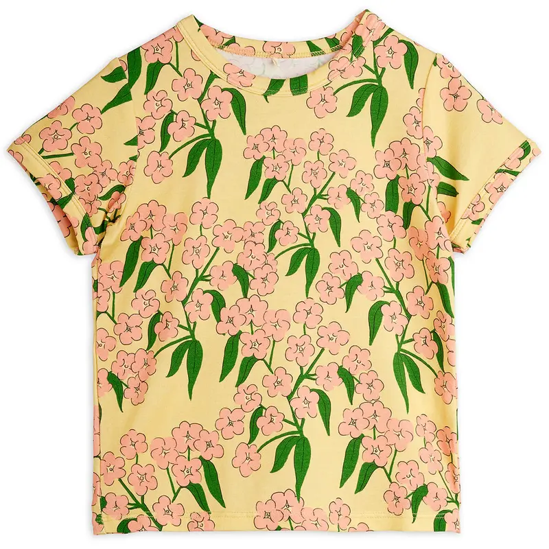 Alpine Flowers Tee in Yellow by Mini Rodini