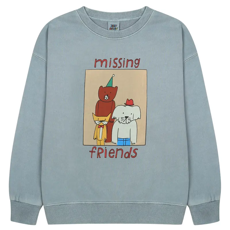 Animal Friends Pigment Sweatshirt in Winter Blue by Jelly Mallow - Last One In Stock - 3 Years