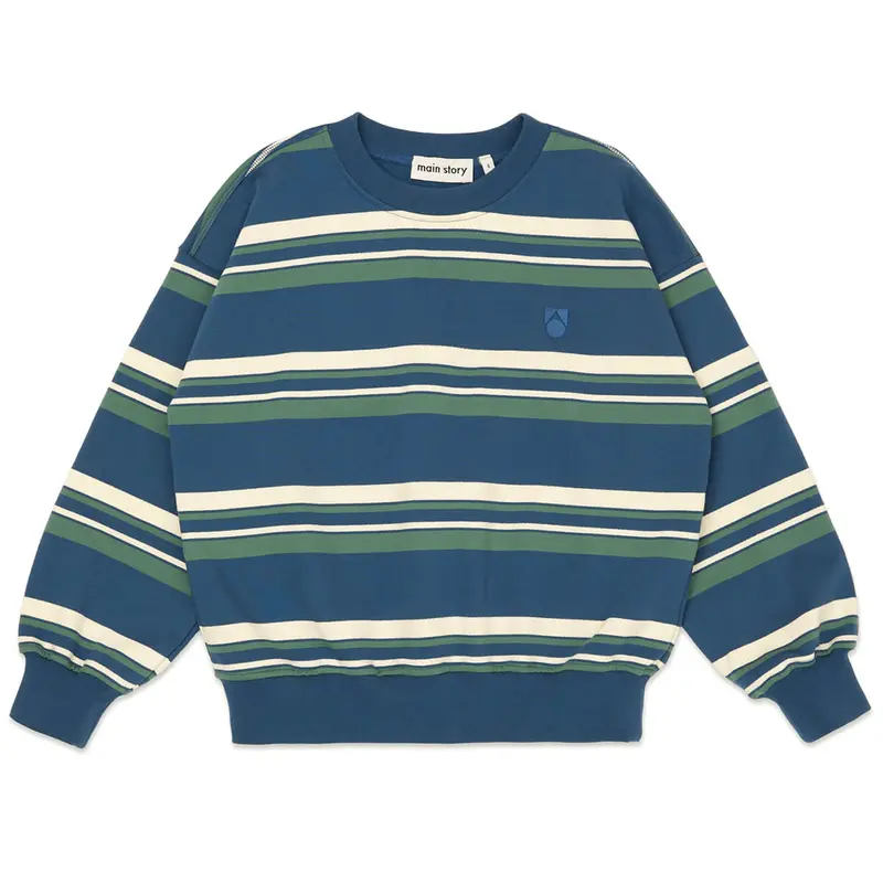 Bubble Sweatshirt in Vintage Indigo Stripe by Main Story