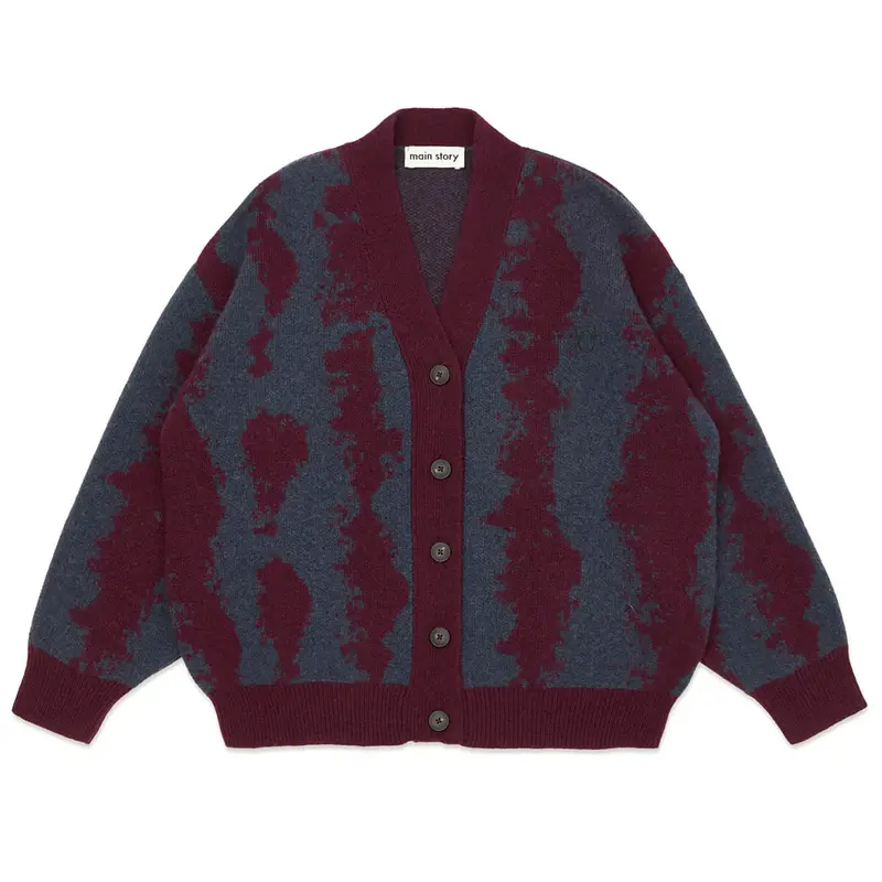 Cardigan in Burgundy and Navy by Main Story