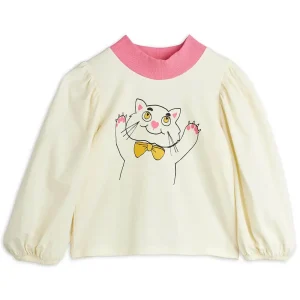 Cat Balloon Sleeve Top in Off White by Mini Rodini