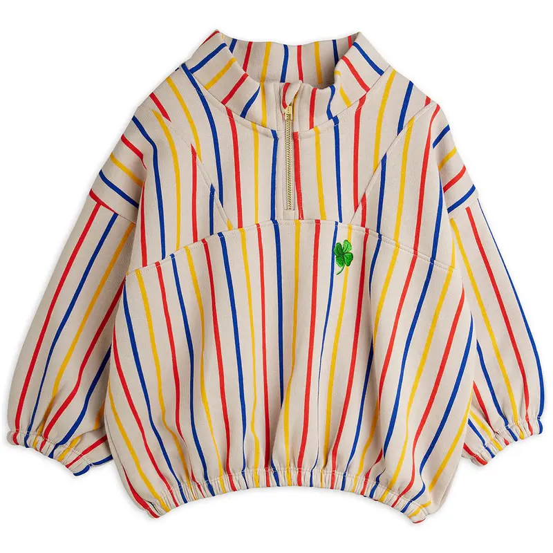 Clover Stripe Half Zip Sweatshirt by Mini Rodini