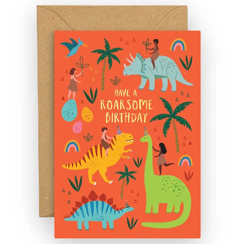 Dinosaur Birthday Greetings Card by Mifkins