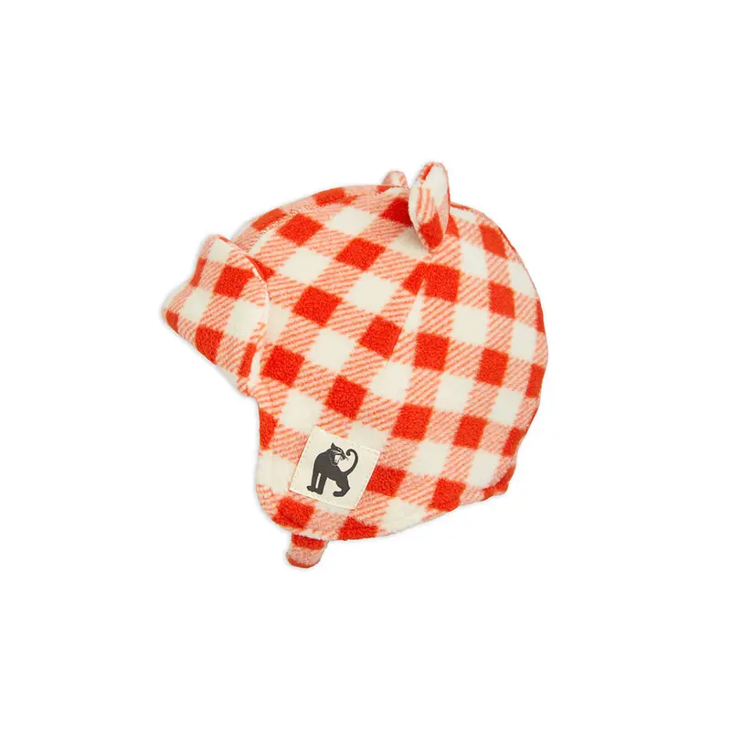 Gingham AOP Fleece Hat by Mini Rodini