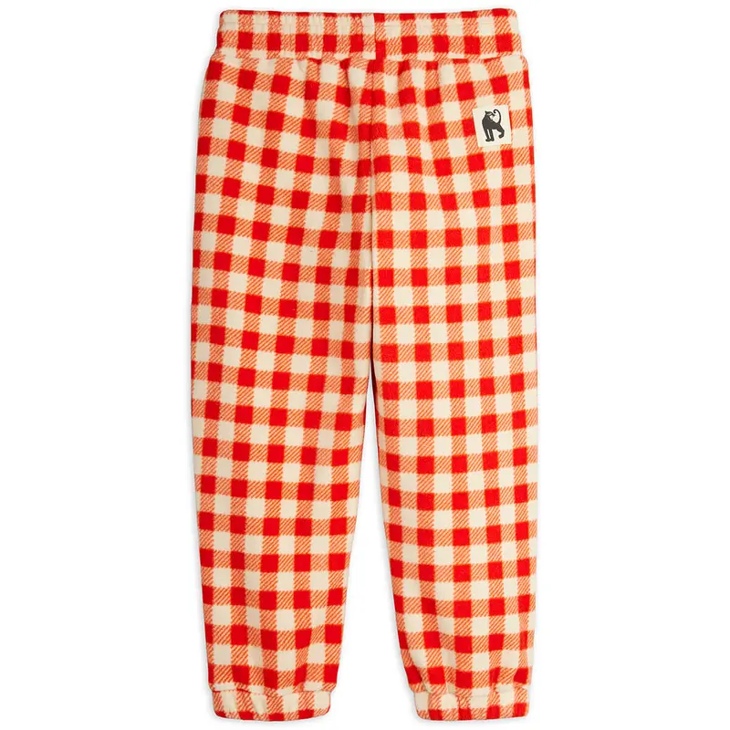 Gingham AOP Fleece Trousers by Mini Rodini