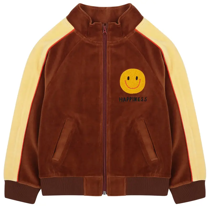 Happiness Velour Zip Up Jacket in Brown by Jelly Mallow