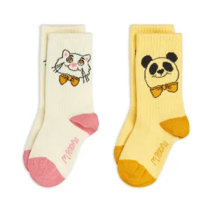 Panda and Cat 2 Pack Socks by Mini Rodini