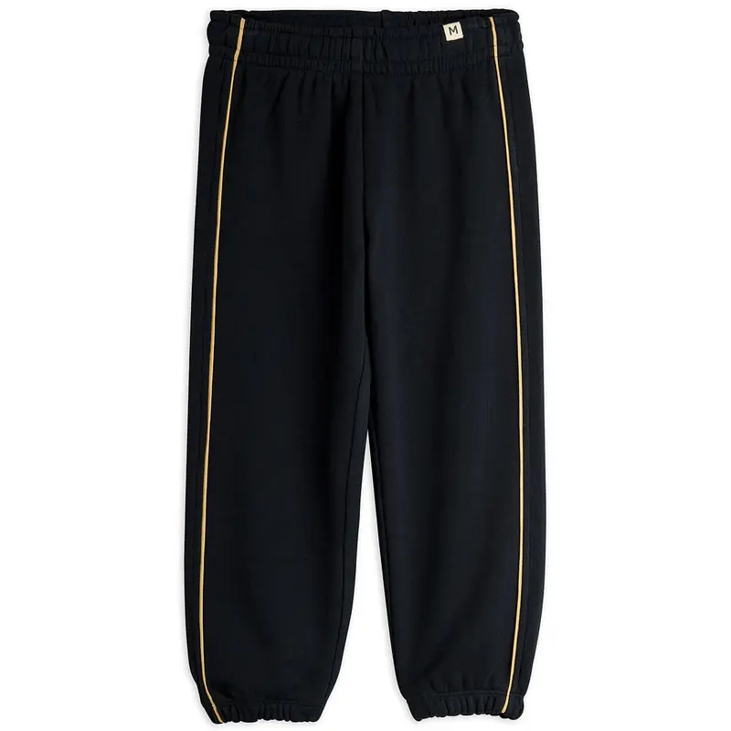 Plain Piping Sweatpants in Black by Mini Rodini