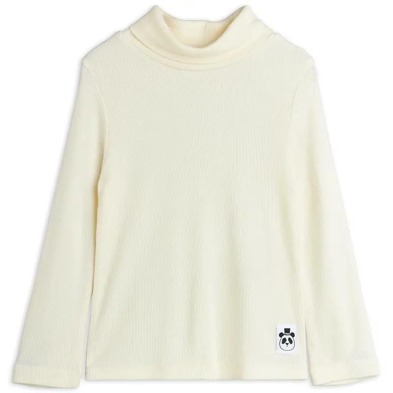Rib Turtleneck in Off White by Mini Rodini