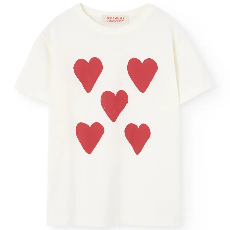 Rooster Kids T Shirt in Raw White Hearts by The Animals Observatory