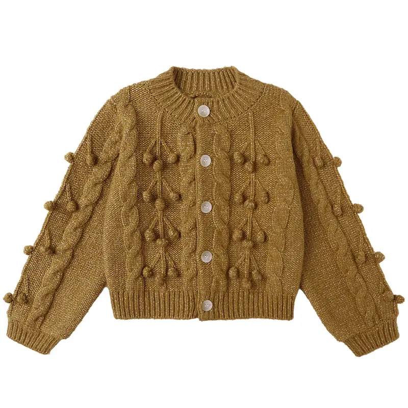 Bobble Cardigan in Golden by Rylee & Cru
