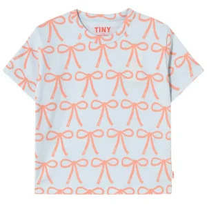 Bows Tee in Pastel Blue by Tinycottons - Last One In Stock - 12 Years