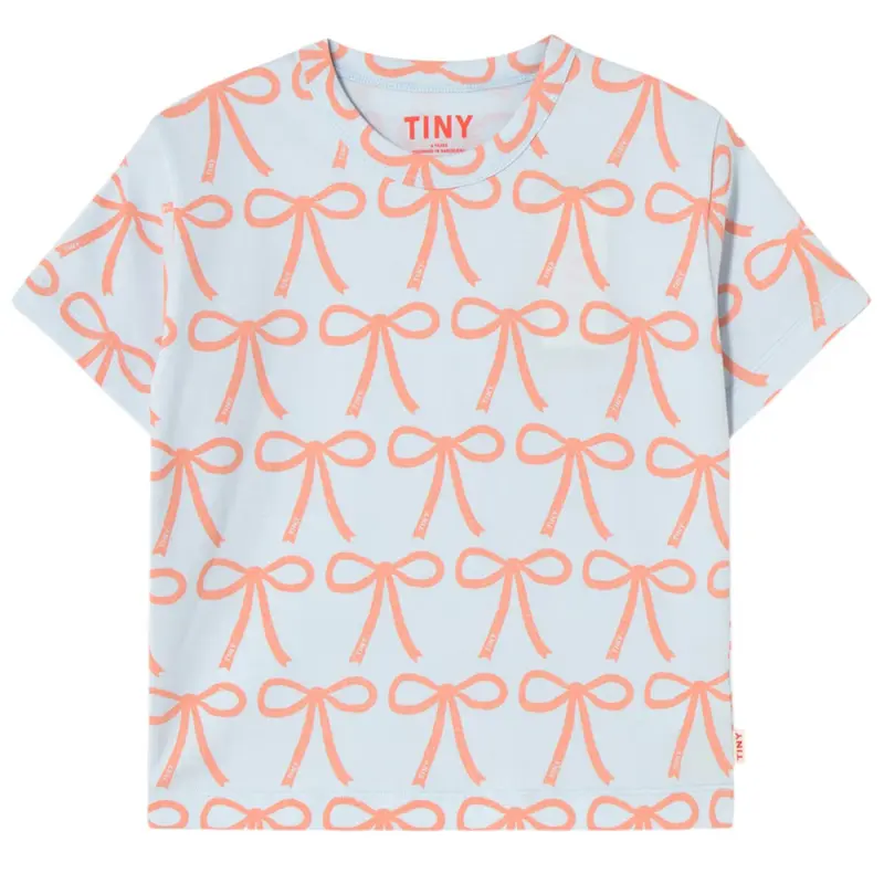Bows Tee in Pastel Blue by Tinycottons - Last One In Stock - 12 Years