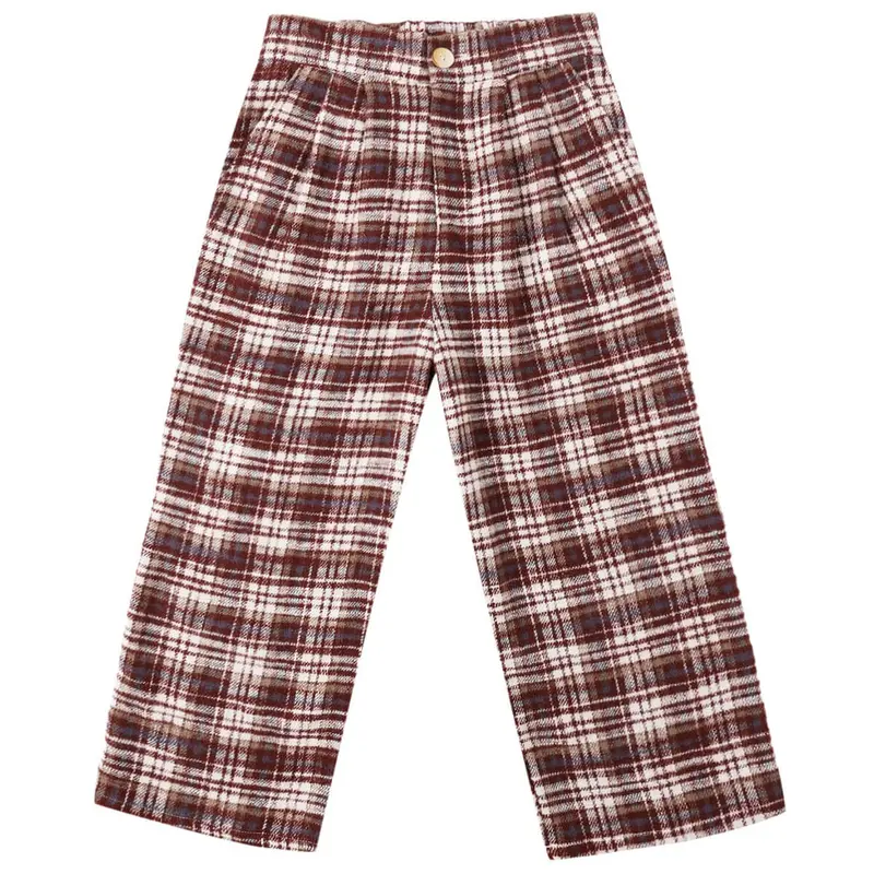 Brooklyn Trouser in Burgundy Plaid by Rylee & Cru