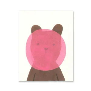 Bubblegum Bear Mini Greetings Card by Lisa Jones Studio