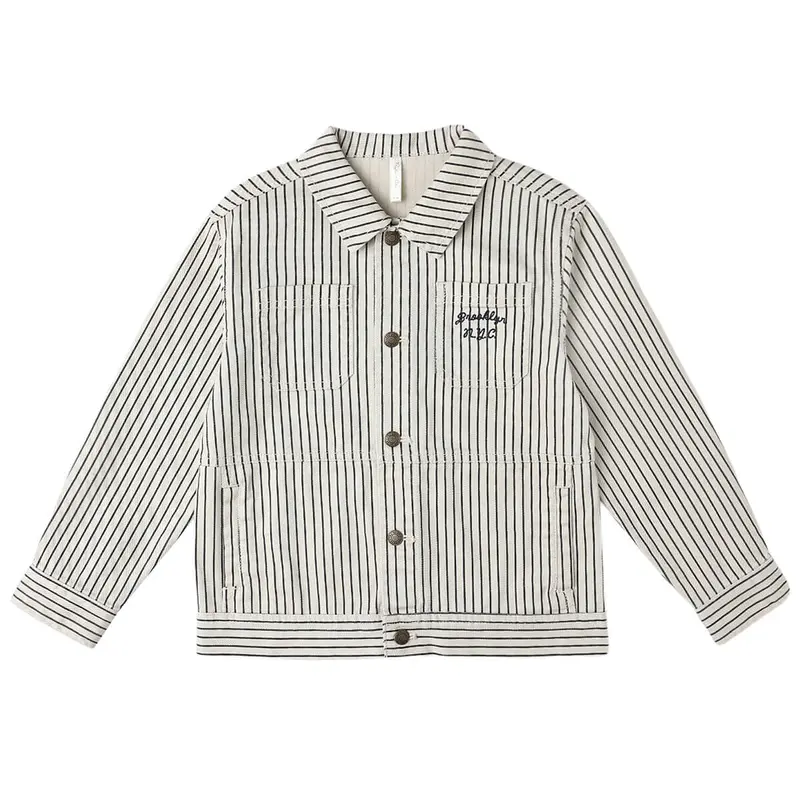 Chore Jacket in Navy Pinstripe by Rylee & Cru
