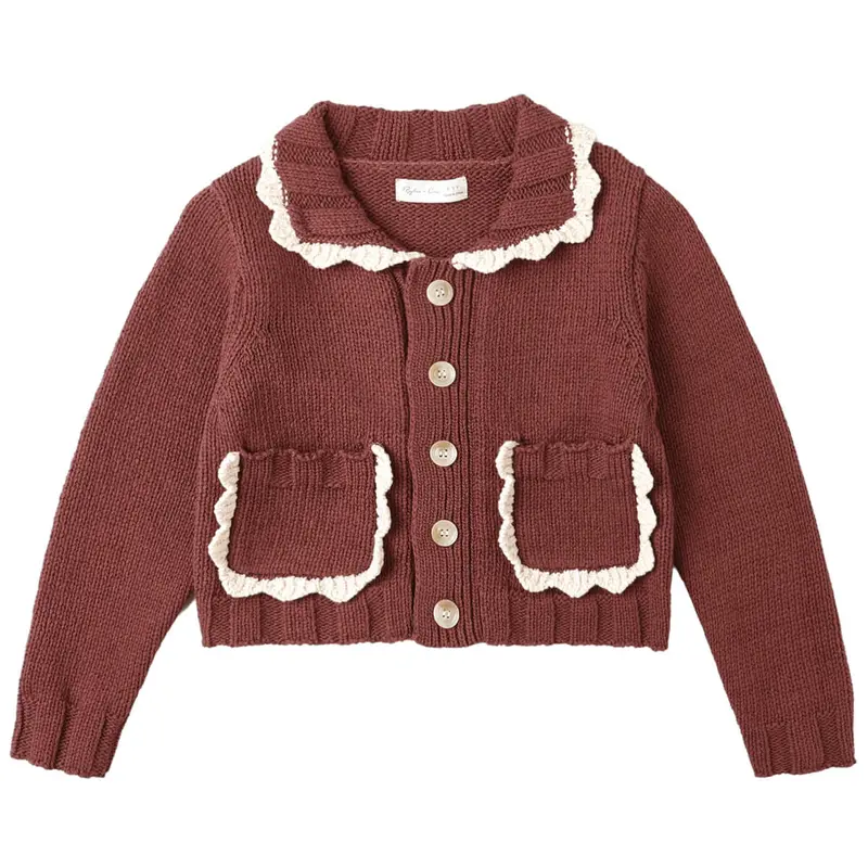 Collared Cardigan in Burgundy by Rylee & Cru