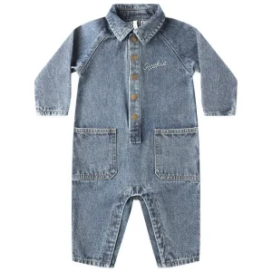 Collared Jumpsuit in Indigo Denim by Rylee & Cru