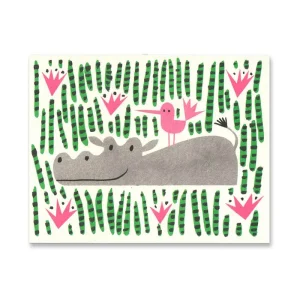 Happy Hippo Mini Greetings Card by Lisa Jones Studio