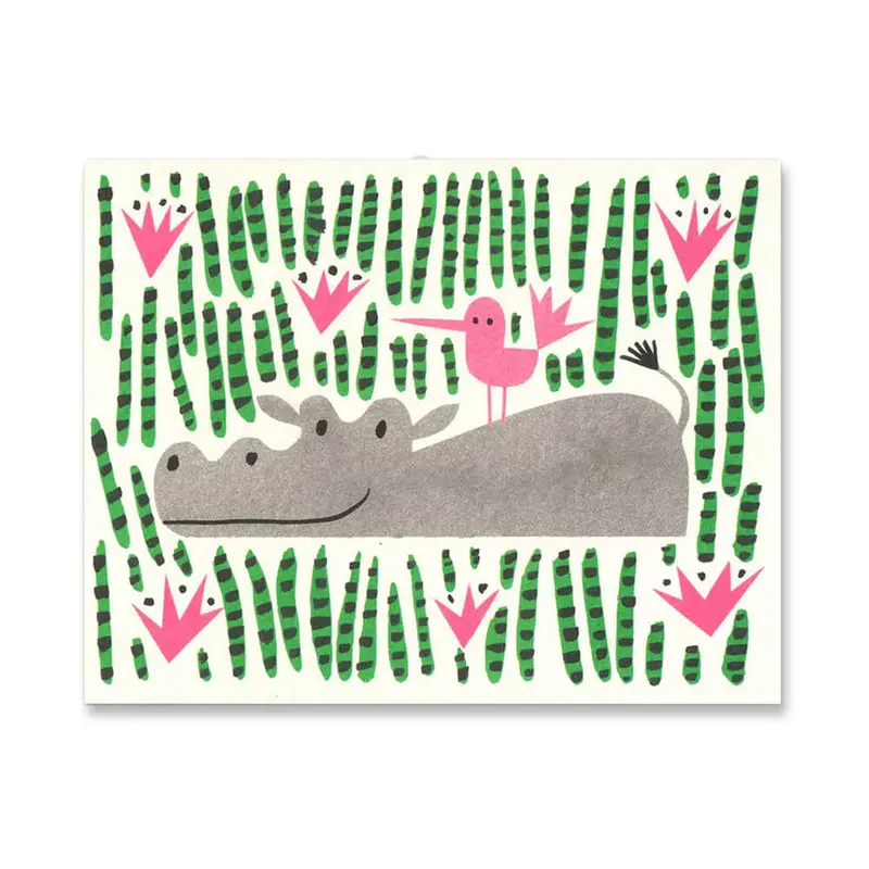 Happy Hippo Mini Greetings Card by Lisa Jones Studio