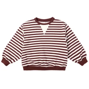 Oversized Crew Sweatshirt in Burgundy Stripe by Rylee & Cru