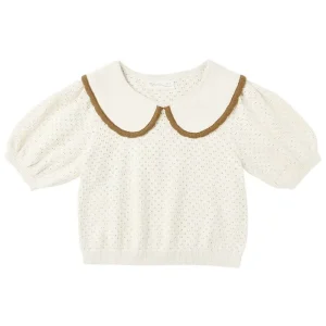 Pointelle Collared Top in Natural by Rylee & Cru