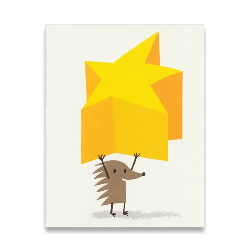 Superstar Hedgehog Mini Greetings Card by Lisa Jones Studio