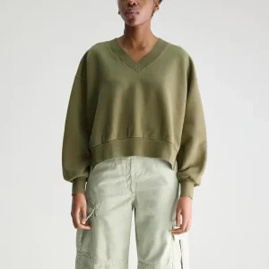 Varola V-Neck Sweatshirt in Olive by Bellerose