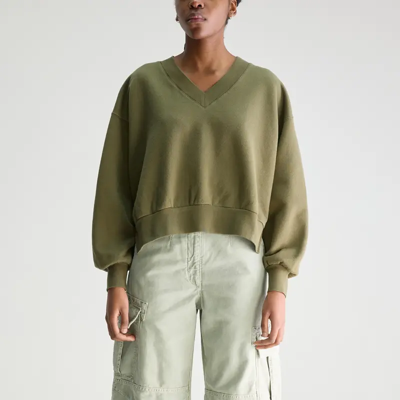 Varola V-Neck Sweatshirt in Olive by Bellerose