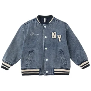 Varsity Jacket in Indigo Denim by Rylee & Cru