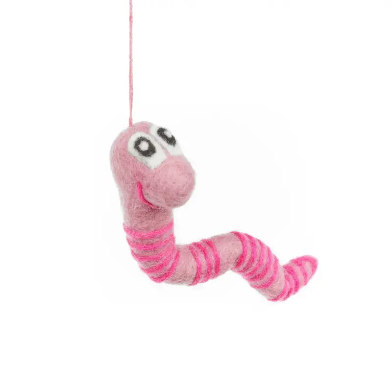 Woodland Worm Hanging Decoration by Felt So Good