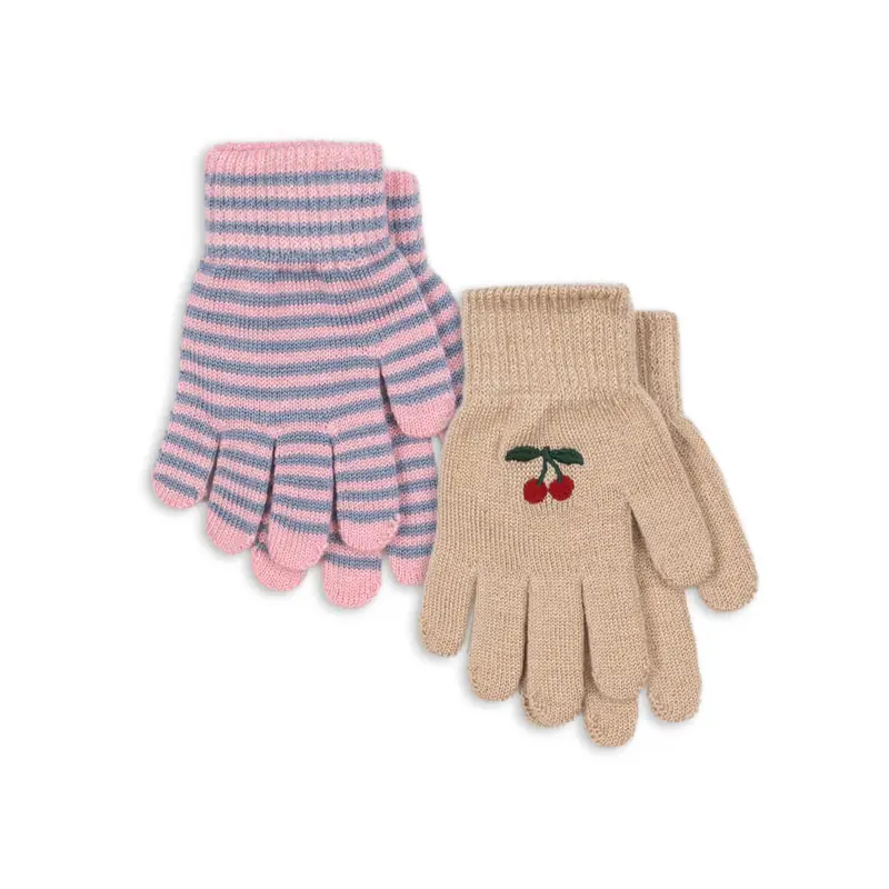 2 Pack Filla Gloves in Cherry / Stripe by Konges Slojd