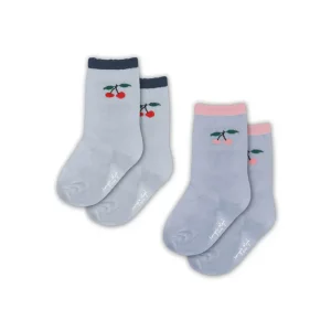 2 Pack Jacquard Frill Socks in Blue Fog / Purple Impression by Konges Slojd