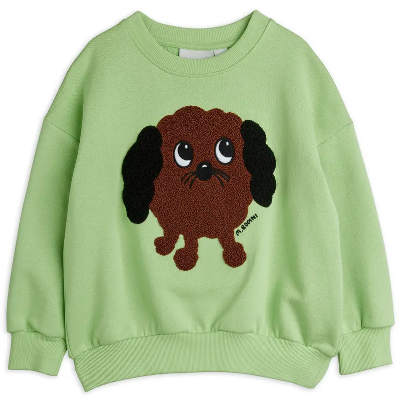Doggie Chenille Sweatshirt in Green by Mini Rodini
