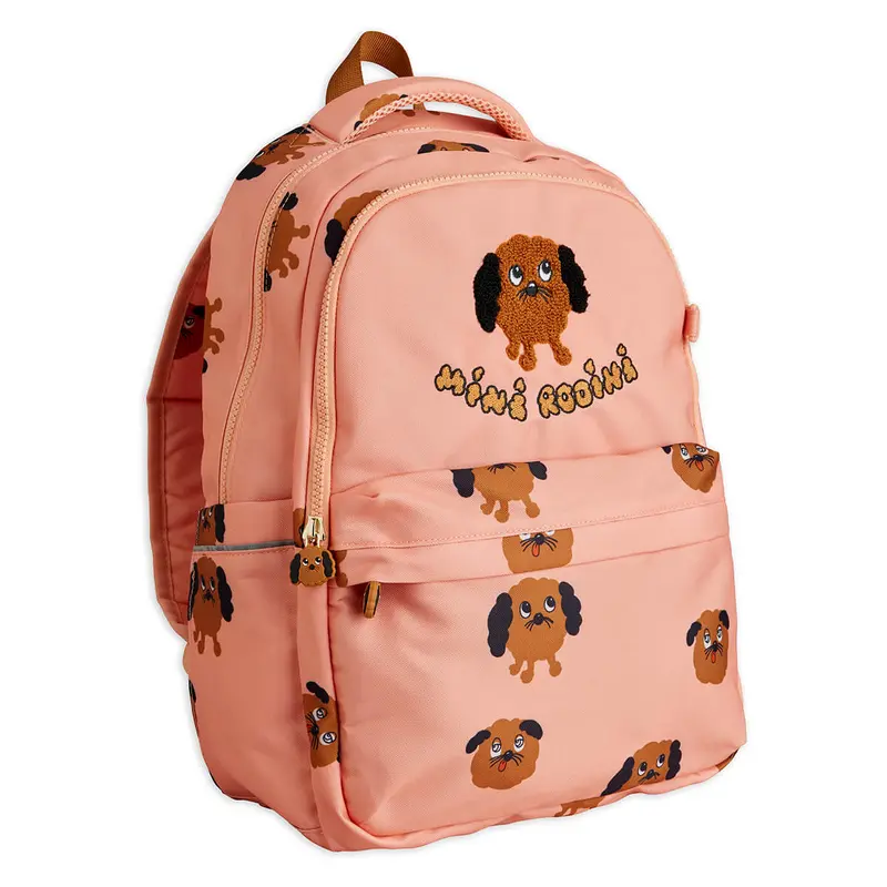 Doggies AOP School Backpack in Pink by Mini Rodini