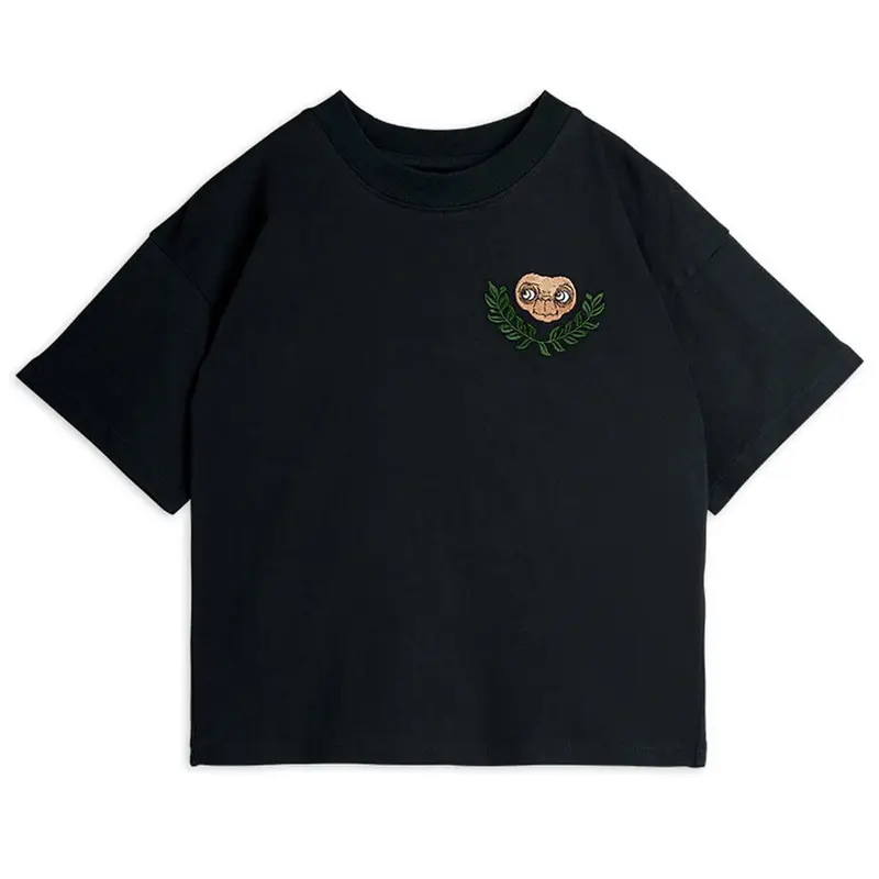 E.T. Embroidered T-Shirt in Black by Mini Rodini
