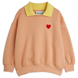 Heart Embroidered Collar Sweatshirt in Pink by Mini Rodini