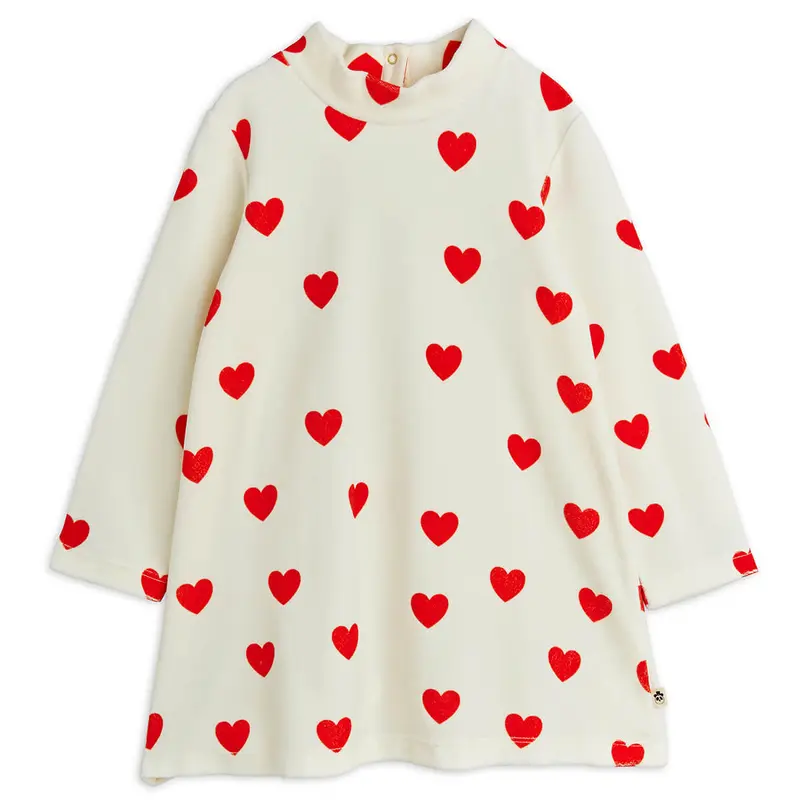 Hearts AOP Velour Dress by Mini Rodini