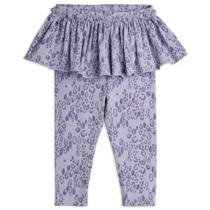 Mini Leopard AOP Baby Skirt Leggings in Purple by Mini Rodini