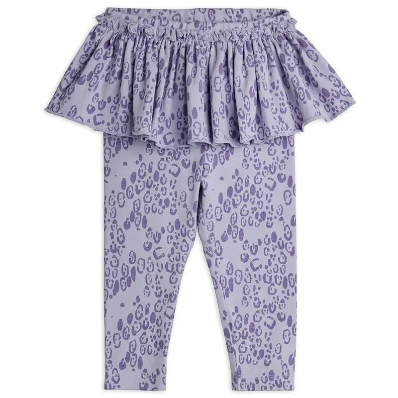 Mini Leopard AOP Baby Skirt Leggings in Purple by Mini Rodini