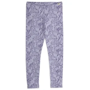 Mini Leopard AOP Leggings in Purple by Mini Rodini
