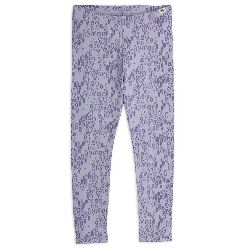 Mini Leopard AOP Leggings in Purple by Mini Rodini