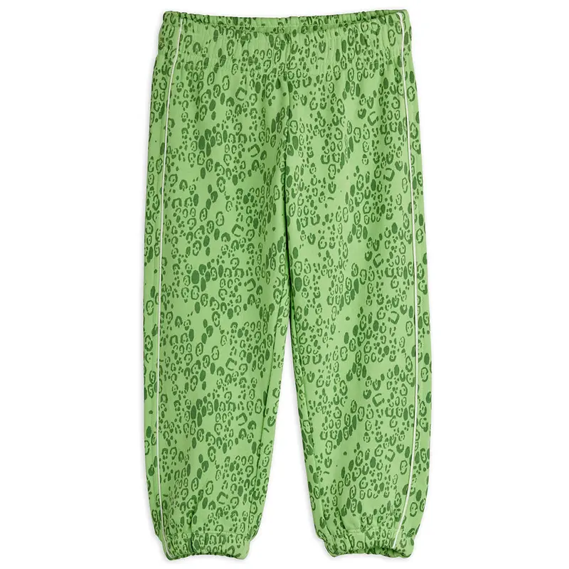 Mini Leopard AOP Sweatpants in Green by Mini Rodini