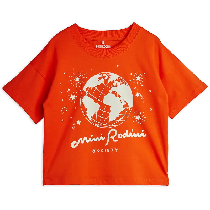 Mini Rodini Society Tee in Red by Mini Rodini