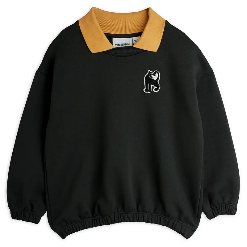 Panther Patch Collar Sweatshirt in Black by Mini Rodini