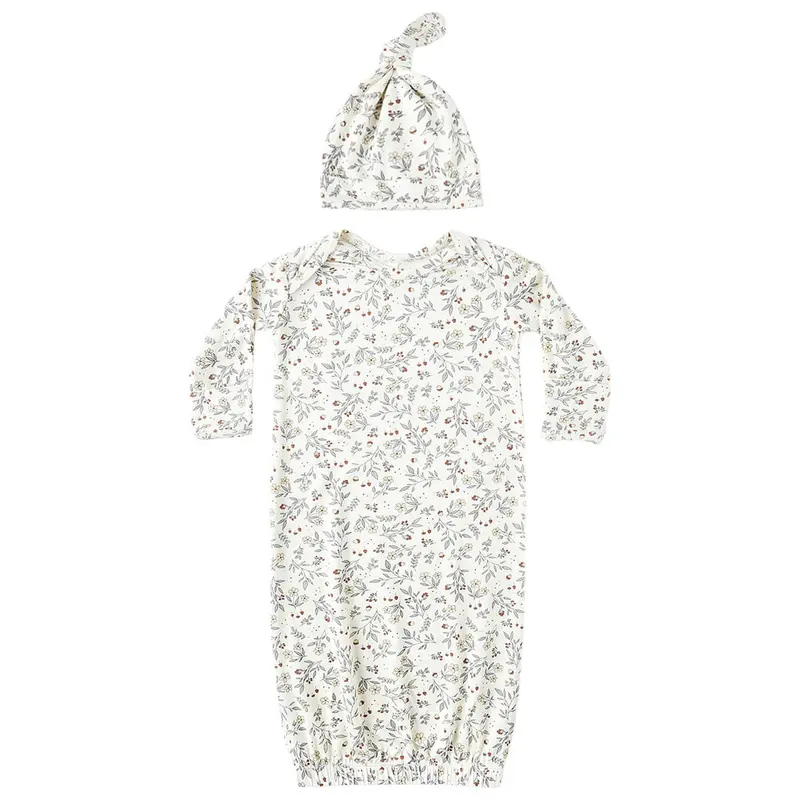 Bamboo Baby Gown and Hat Set in Woodland by Quincy Mae