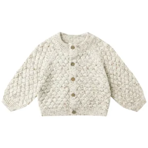 Bubble Knit Cardigan in Natural Confetti by Quincy Mae