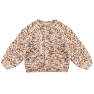 Bubble Knit Cardigan in Rose Speckle by Quincy Mae